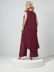 Yours Curve Purple London Pleated Top & Trousers Set - Image 2 of 6