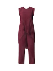 Yours Curve Purple London Pleated Top & Trousers Set - Image 6 of 6