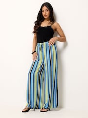 PixieGirl Petite Blue Stripe Wide Leg Trousers - Image 1 of 5