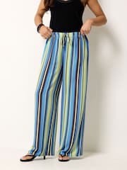 PixieGirl Petite Blue Stripe Wide Leg Trousers - Image 2 of 5