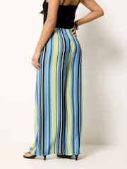 PixieGirl Petite Blue Stripe Wide Leg Trousers - Image 3 of 5
