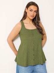 Yours Curve Green Textured Button Vest - Image 1 of 6