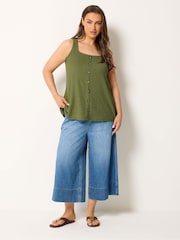 Yours Curve Green Textured Button Vest - Image 3 of 6