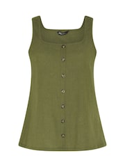 Yours Curve Green Textured Button Vest - Image 6 of 6