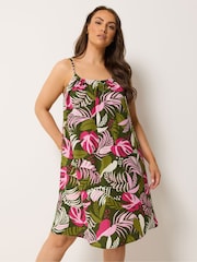 Yours Curve Green Textured Swing Dress - Image 1 of 5