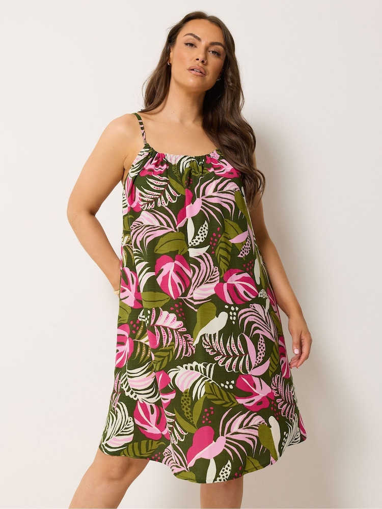Yours Curve Green Textured Swing Dress - Image 1 of 5 Yours Curve Green Textured Swing Dress - Image 1 of 5