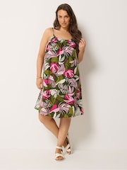 Yours Curve Green Textured Swing Dress - Image 3 of 5