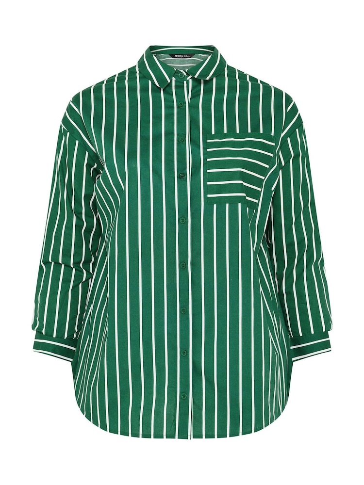 Yours Curve Green Stripe Shirt - Image 6 of 6 Yours Curve Green Stripe Shirt - Image 6 of 6