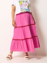 Yours Curve Red Ric Rac Jersey Skirt - Image 1 of 5