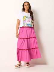 Yours Curve Red Ric Rac Jersey Skirt - Image 2 of 5