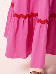 Yours Curve Red Ric Rac Jersey Skirt - Image 4 of 5