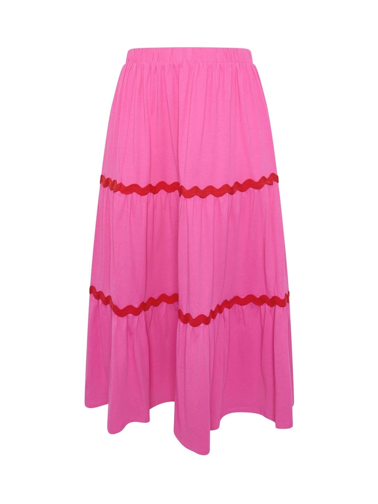 Yours Curve Red Ric Rac Jersey Skirt - Image 5 of 5 Yours Curve Red Ric Rac Jersey Skirt - Image 5 of 5