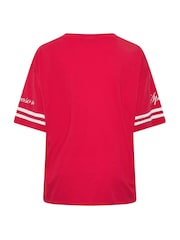 Yours Curve Red Placement Print Boxy Varsity T-Shirt - Image 7 of 7