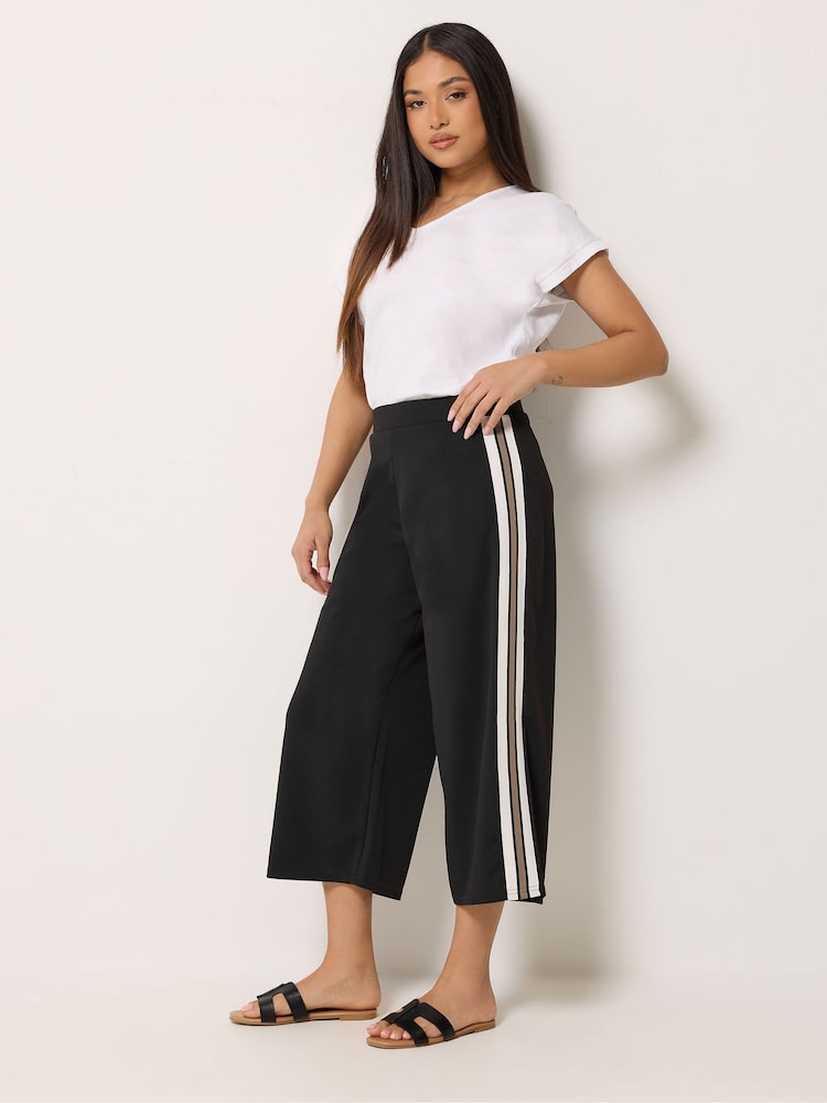 M&Co Black Petite Cropped Side Stripe Trousers - Image 2 of 6 M&Co Black Petite Cropped Side Stripe Trousers - Image 2 of 6