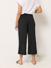 M&Co Black Petite Cropped Side Stripe Trousers - Image 3 of 6