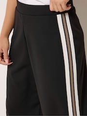 M&Co Black Petite Cropped Side Stripe Trousers - Image 4 of 6