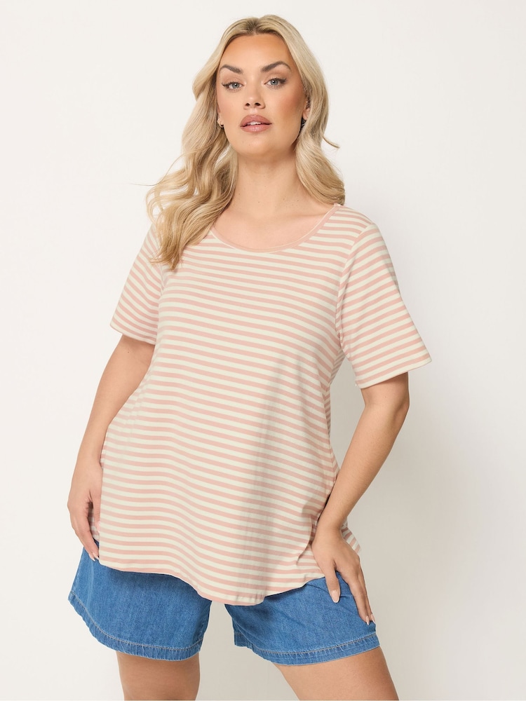 Yours Curve Light Pink Stripe Swing Top - Image 1 of 5
