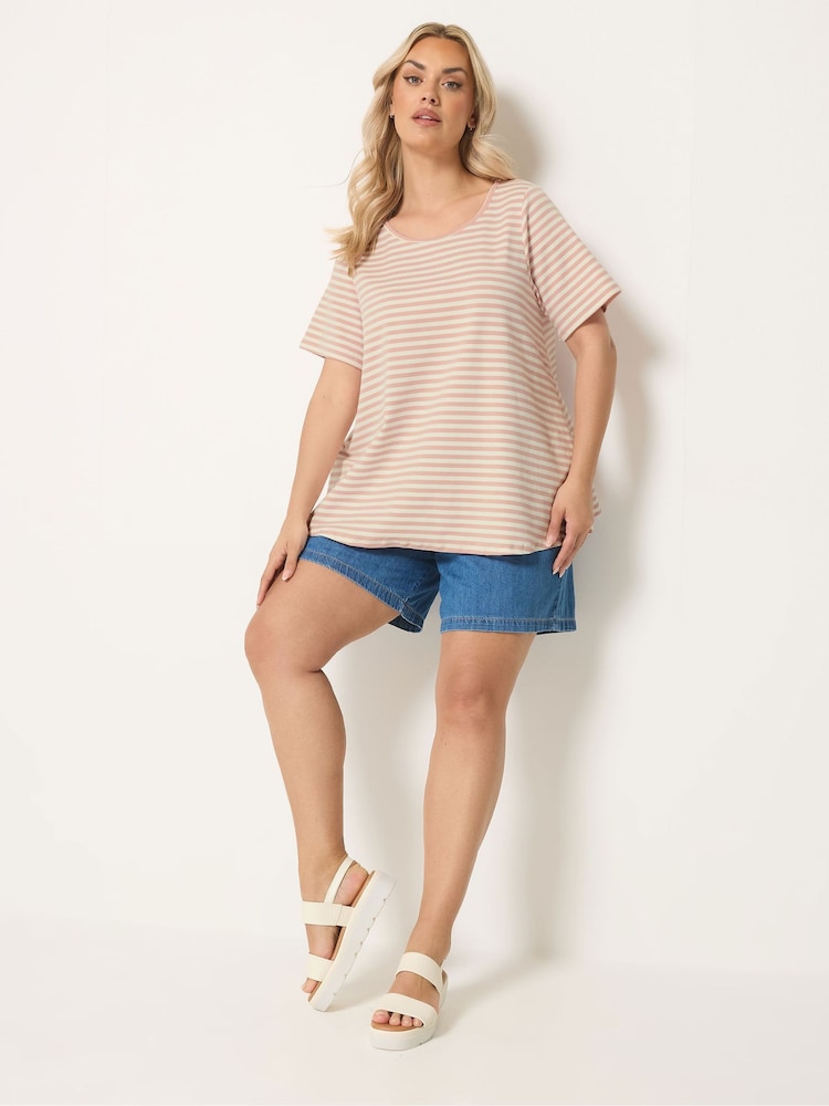 Yours Curve Light Pink Stripe Swing Top - Image 2 of 5