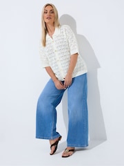 Yours Curve Cream Limited Crochet Shirt - Image 2 of 5