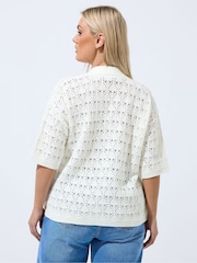 Yours Curve Cream Limited Crochet Shirt - Image 3 of 5