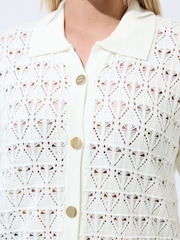 Yours Curve Cream Limited Crochet Shirt - Image 4 of 5