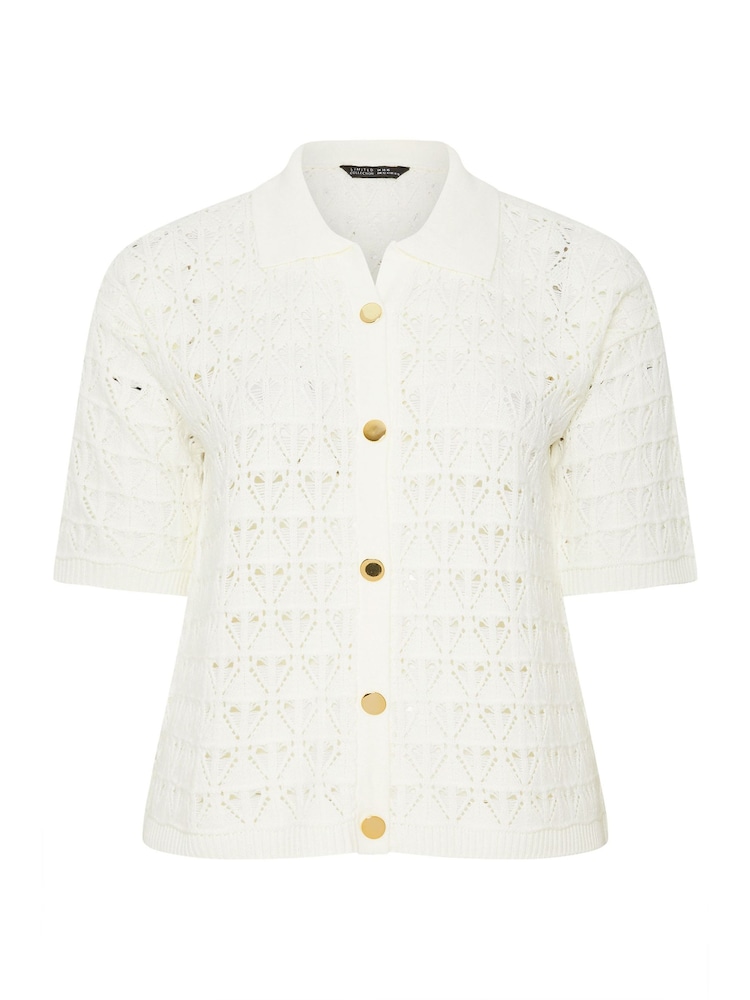 Yours Curve Cream Limited Crochet Shirt - Image 5 of 5