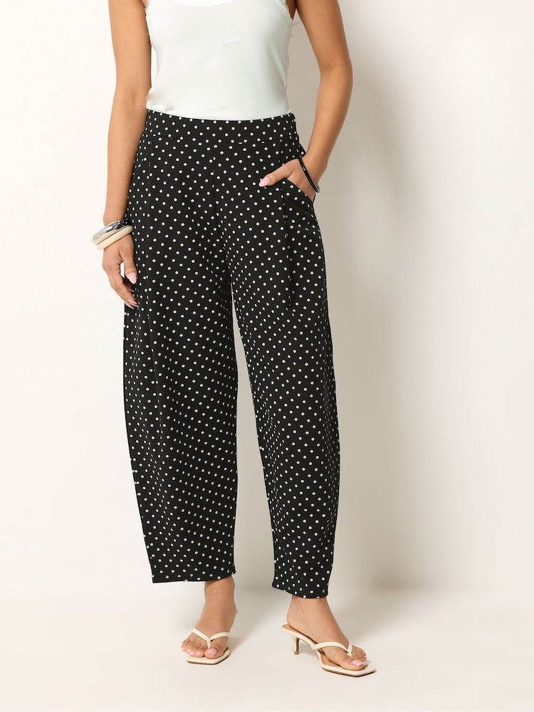PixieGirl Petite Black Barrel Leg Trousers - Image 1 of 5 PixieGirl Petite Black Barrel Leg Trousers - Image 1 of 5