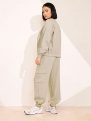 PixieGirl Petite Natural Linen Cargo Cuffed Joggers - Image 4 of 5