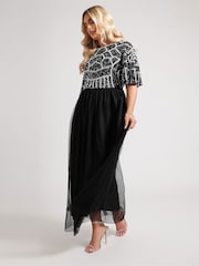 Yours Curve Black Luxe Abstract Sequin Embellished Maxi Dress - Image 3 of 6