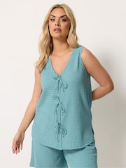 Yours Curve Blue Textured Waistcoat - Image 1 of 5