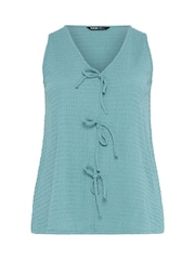 Yours Curve Blue Textured Waistcoat - Image 5 of 5