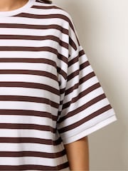 Yours Curve Brown Stripe Swing Top - Image 4 of 5