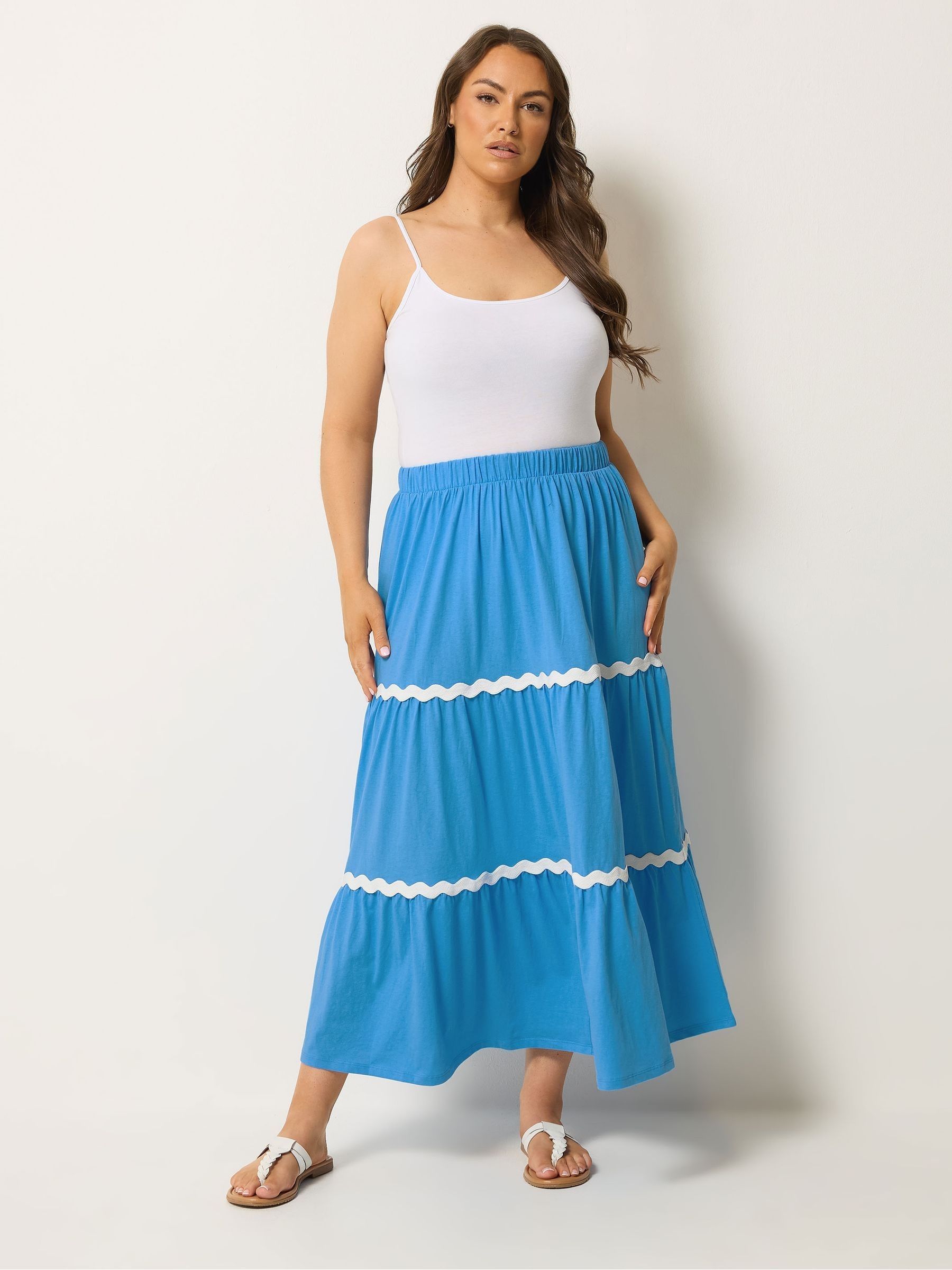 Buy Yours Curve Blue Ric Rac Jersey Skirt from Next USA