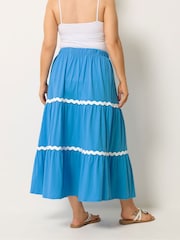 Yours Curve Blue Ric Rac Jersey Skirt - Image 3 of 5