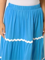 Yours Curve Blue Ric Rac Jersey Skirt - Image 4 of 5