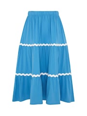 Yours Curve Blue Ric Rac Jersey Skirt - Image 5 of 5