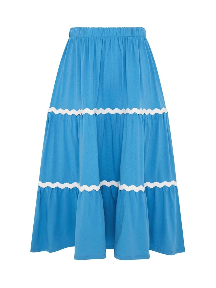 Yours Curve Blue Ric Rac Jersey Skirt - Image 5 of 5 Yours Curve Blue Ric Rac Jersey Skirt - Image 5 of 5