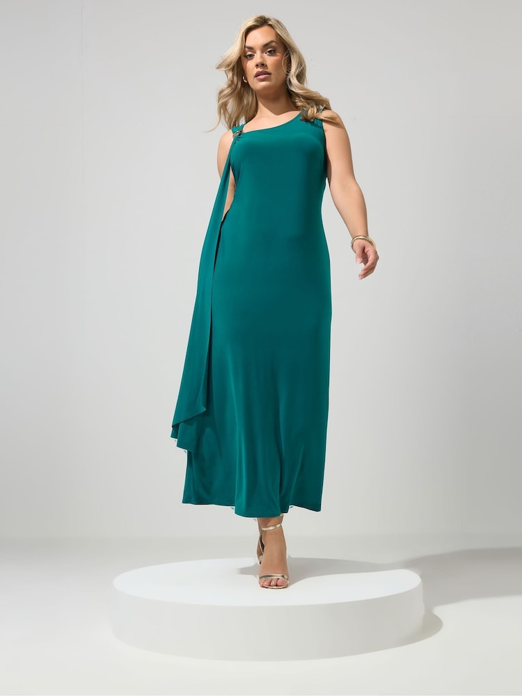 Yours Curve Blue London Sash Metal Detail Dress - Image 2 of 5