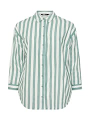 Yours Curve Green Long Sleeve Linen Blend Stripe Shirt - Image 6 of 6