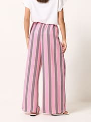 PixieGirl Petite Pink Stripe Wide Leg Trousers - Image 2 of 5