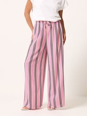 PixieGirl Petite Pink Stripe Wide Leg Trousers - Image 3 of 5