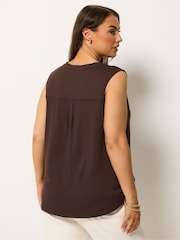Yours Curve Brown Notch Neck Vest Top - Image 3 of 5