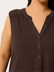 Yours Curve Brown Notch Neck Vest Top - Image 4 of 5