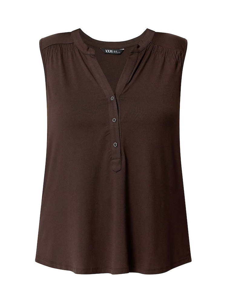 Yours Curve Brown Notch Neck Vest Top - Image 5 of 5 Yours Curve Brown Notch Neck Vest Top - Image 5 of 5