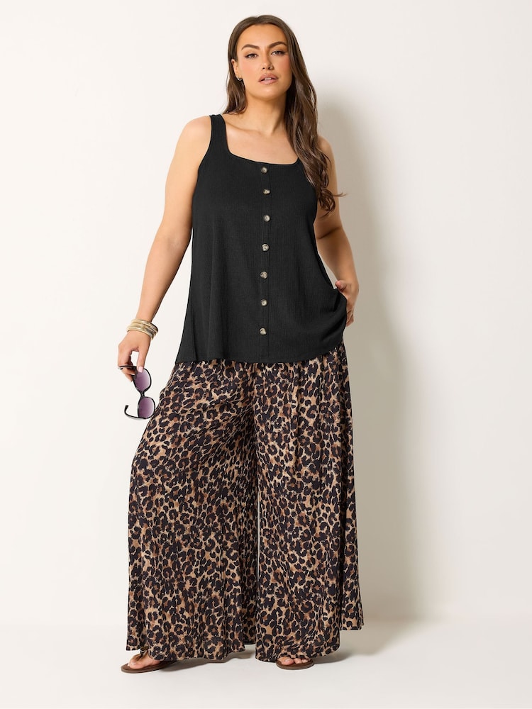 Yours Curve Black Textured Button Vest - Image 2 of 5 Yours Curve Black Textured Button Vest - Image 2 of 5