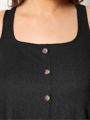 Yours Curve Black Textured Button Vest - Image 4 of 5