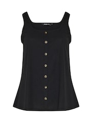 Yours Curve Black Textured Button Vest - Image 5 of 5