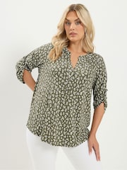 Yours Curve Green Notch Neck  Top - Image 1 of 6