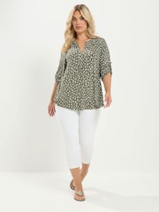 Yours Curve Green Notch Neck  Top - Image 2 of 6