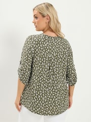 Yours Curve Green Notch Neck  Top - Image 3 of 6